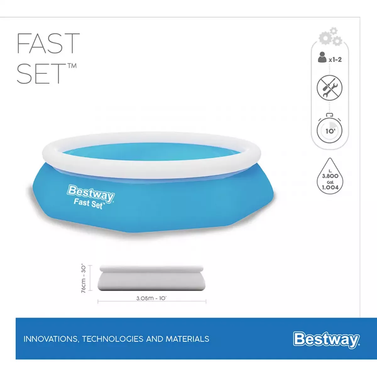 Бассейн надувной 305x76 см круглый с фильтром-насосом BESTWAY 57270 Бассейн надувной 305x76 см круглый с фильтром-насосом BESTWAY 57270