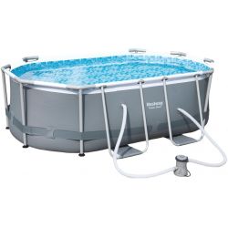 Бассейн каркасный овальный 300×200×84 см, с фильтр-насосом, BESTWAY, 56617