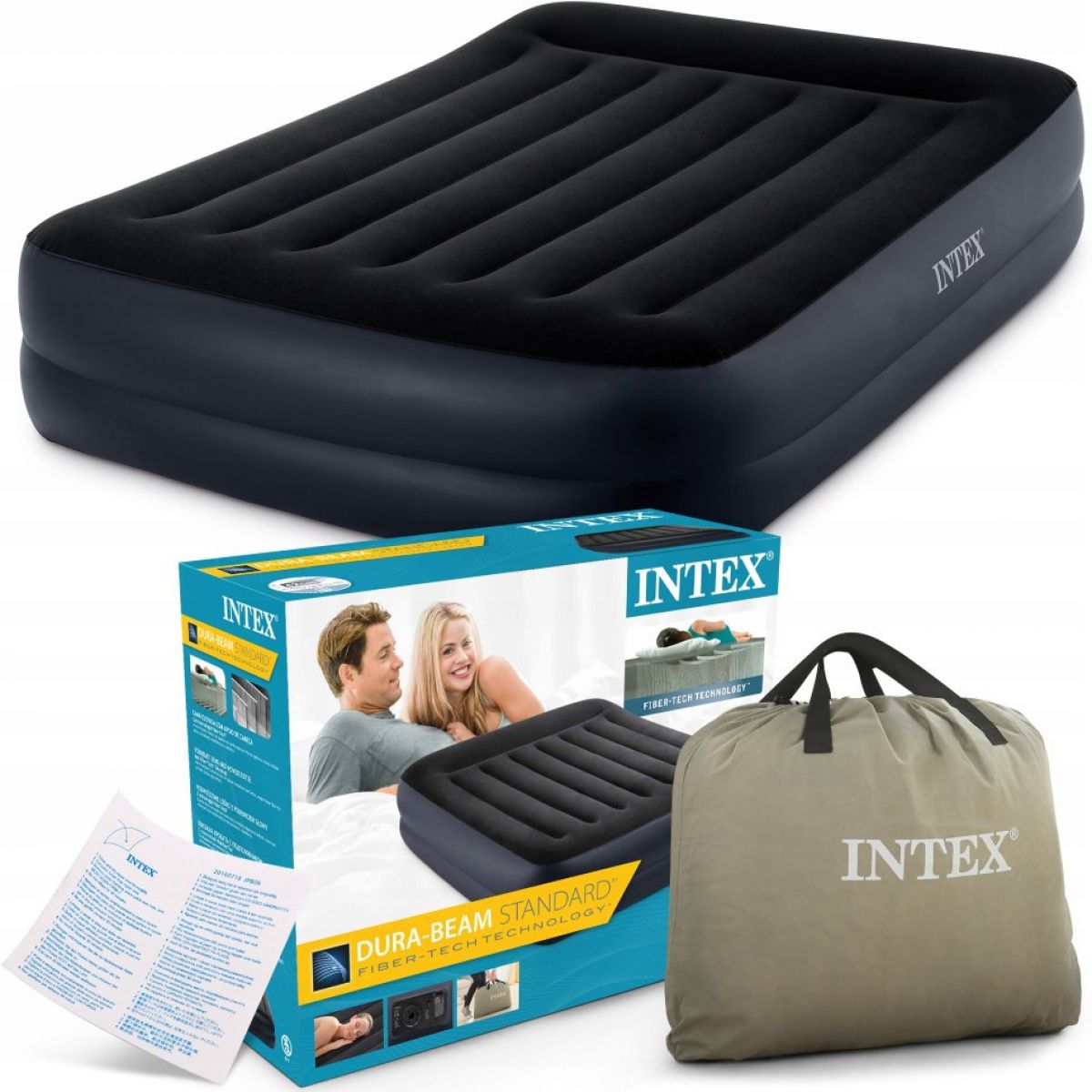 Кровать надувная двуспальная 152x203x42 см с насосом 220В INTEX 64124 Кровать надувная двуспальная 152x203x42 см с насосом 220В INTEX 64124