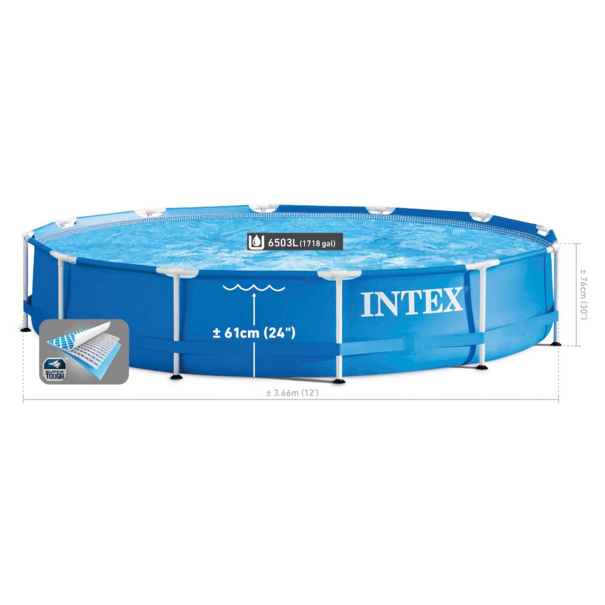 Бассейн каркасный 366х76 см круглый с фильтром-насосом INTEX 28212NP Бассейн каркасный 366х76 см круглый с фильтром-насосом INTEX 28212NP