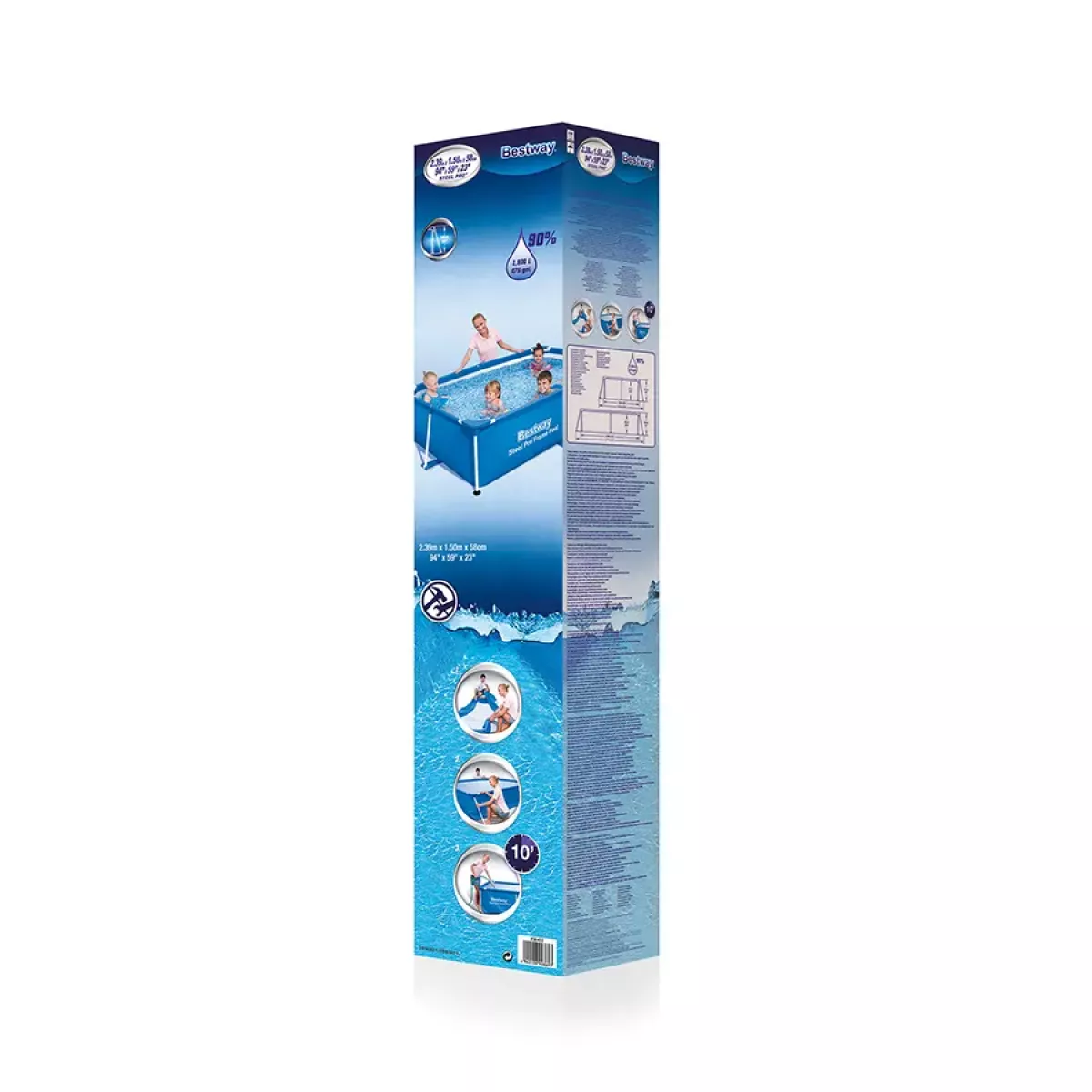 Бассейн каркасный 239x150x58 см прямоугольный без фильтра Bestway 56402 Бассейн каркасный 239x150x58 см прямоугольный без фильтра Bestway 56402