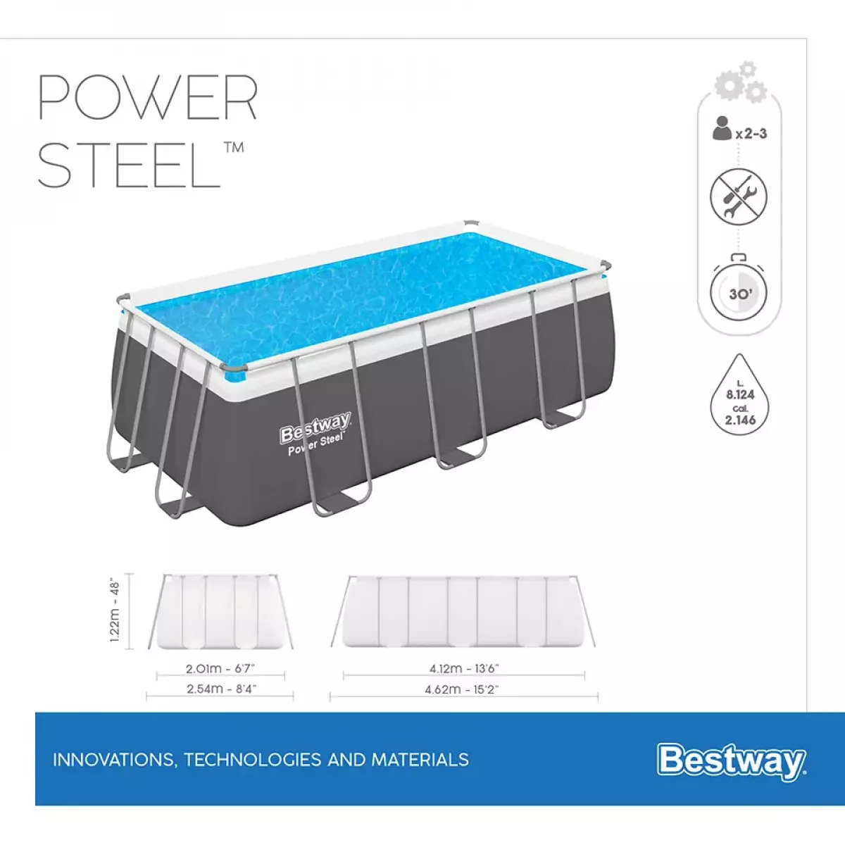 Каркасный бассейн 412x201x122 см прямоугольный с аксессуарами BESTWAY 56456 Каркасный бассейн 412x201x122 см прямоугольный с аксессуарами BESTWAY 56456
