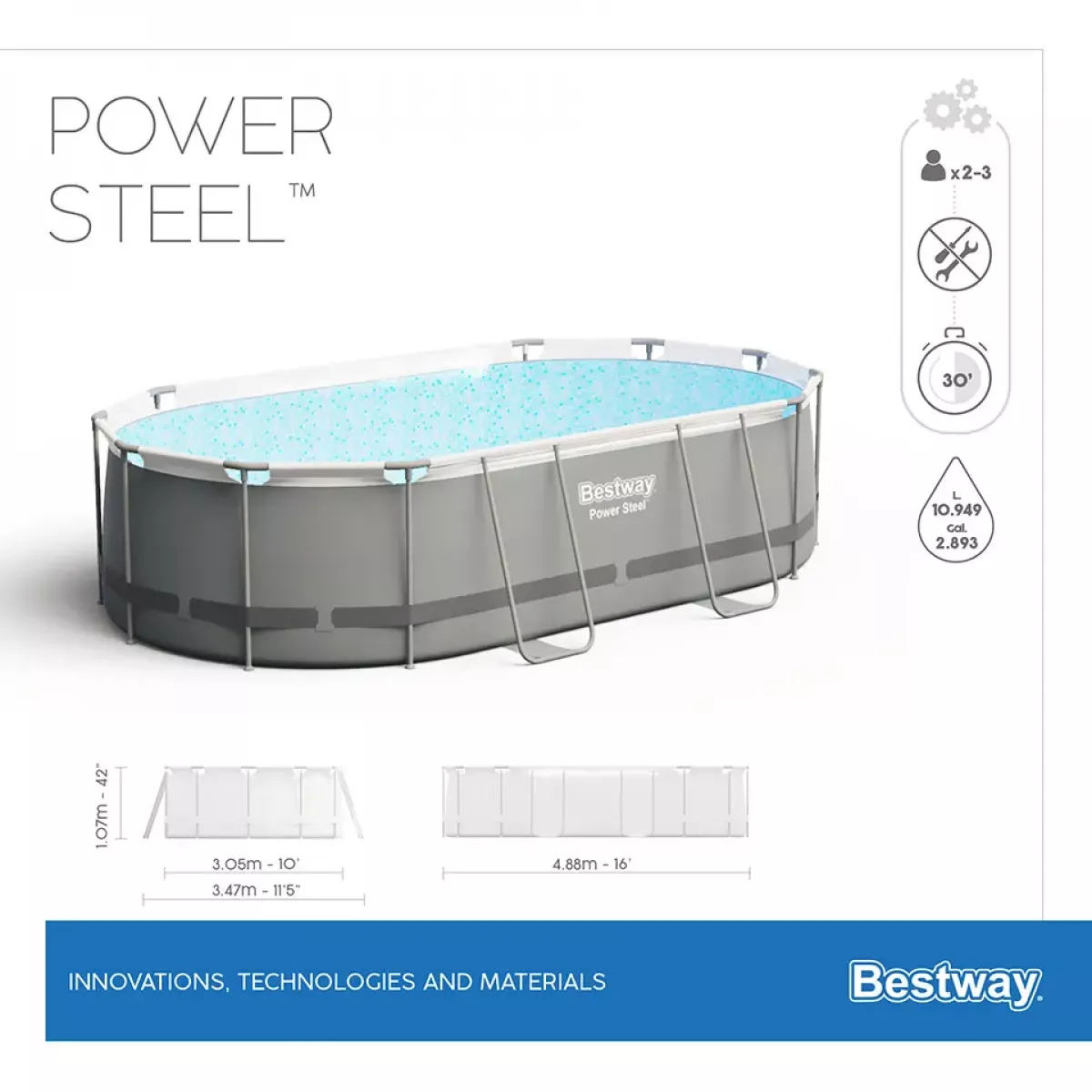 Бассейн каркасный овальный 488x305x107 см с аксессуарами BESTWAY 56448 Бассейн каркасный овальный 488x305x107 см с аксессуарами BESTWAY 56448