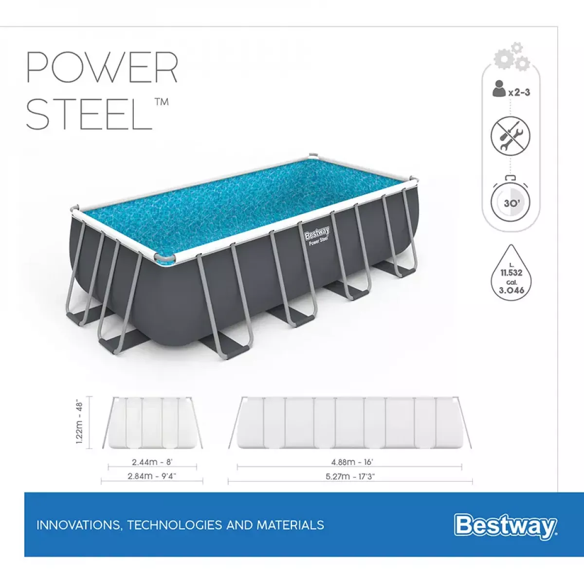 Бассейн каркасный 488x244x122 см с фильтром и аксессуарами BESTWAY 56671 Бассейн каркасный 488x244x122 см с фильтром и аксессуарами BESTWAY 56671